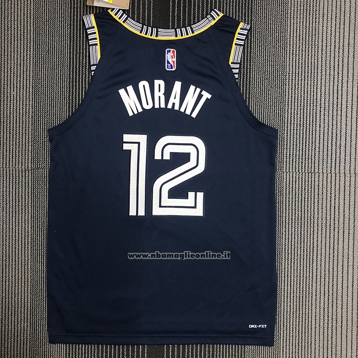 Maglia Memphis Grizzlies Ja Morant #12 Citta 2021-22 Autentico Blu
